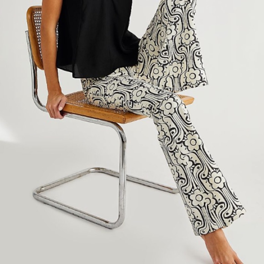 Free People Penny Pull-on Printed Flare Jeans